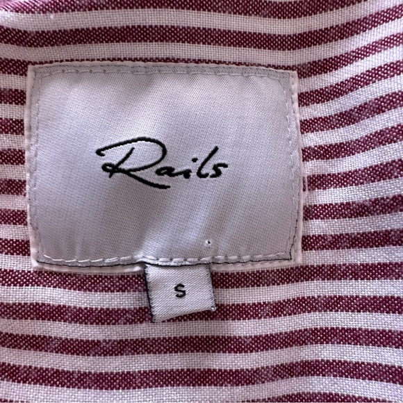 Rails Women’s Striped Heart Embroidered Button Down Blouse S Coquette Preppy - Picture 6 of 11